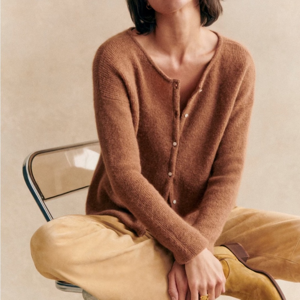 Sezane gaspard cardigan camel